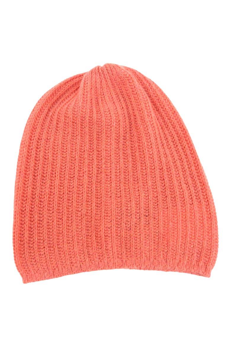 Rib Knit Cashmere Beanie, Main, color, PRAIRIE ROSE