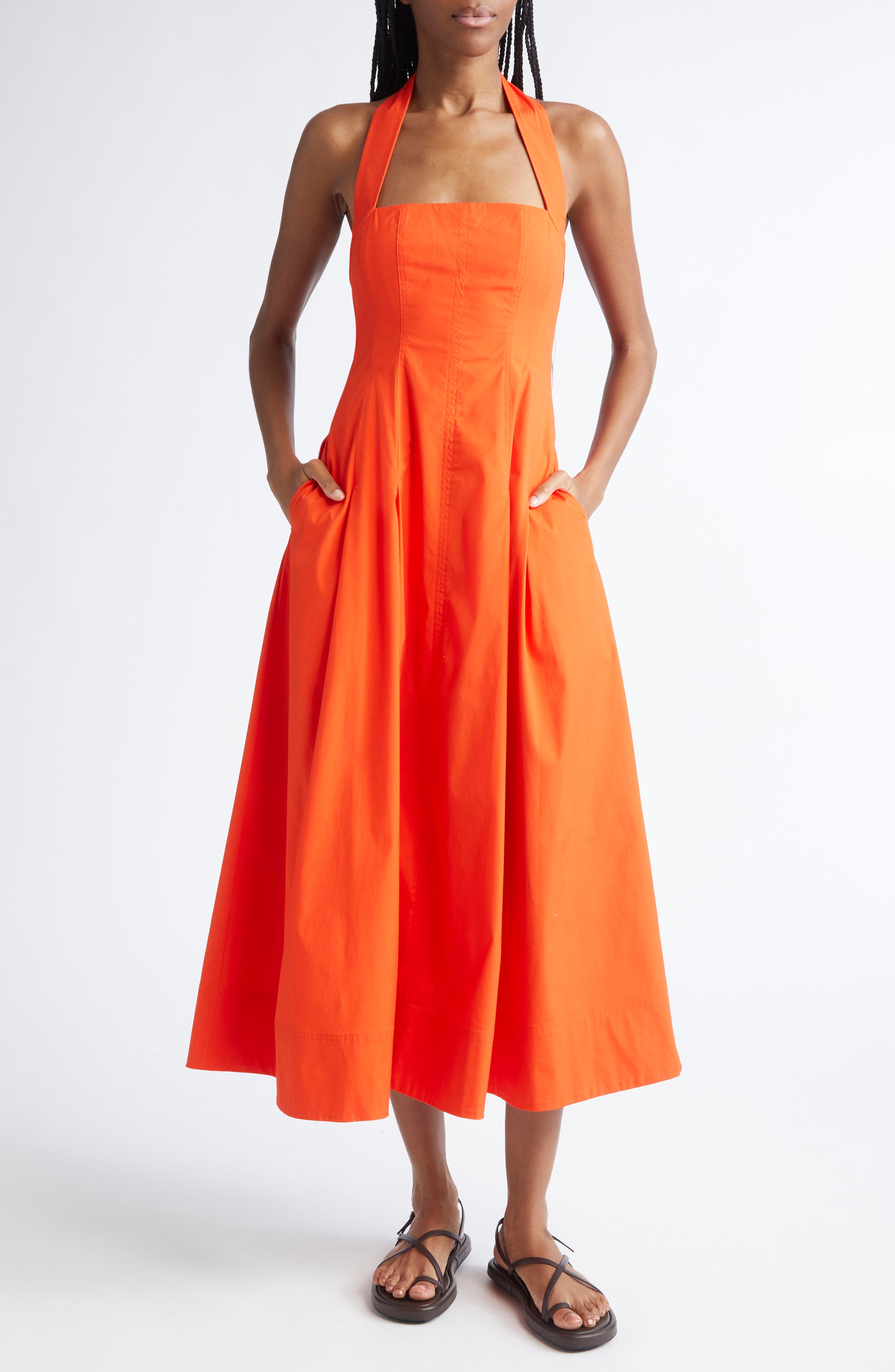A.L.C. Natalie Stretch Cotton Halter Dress
