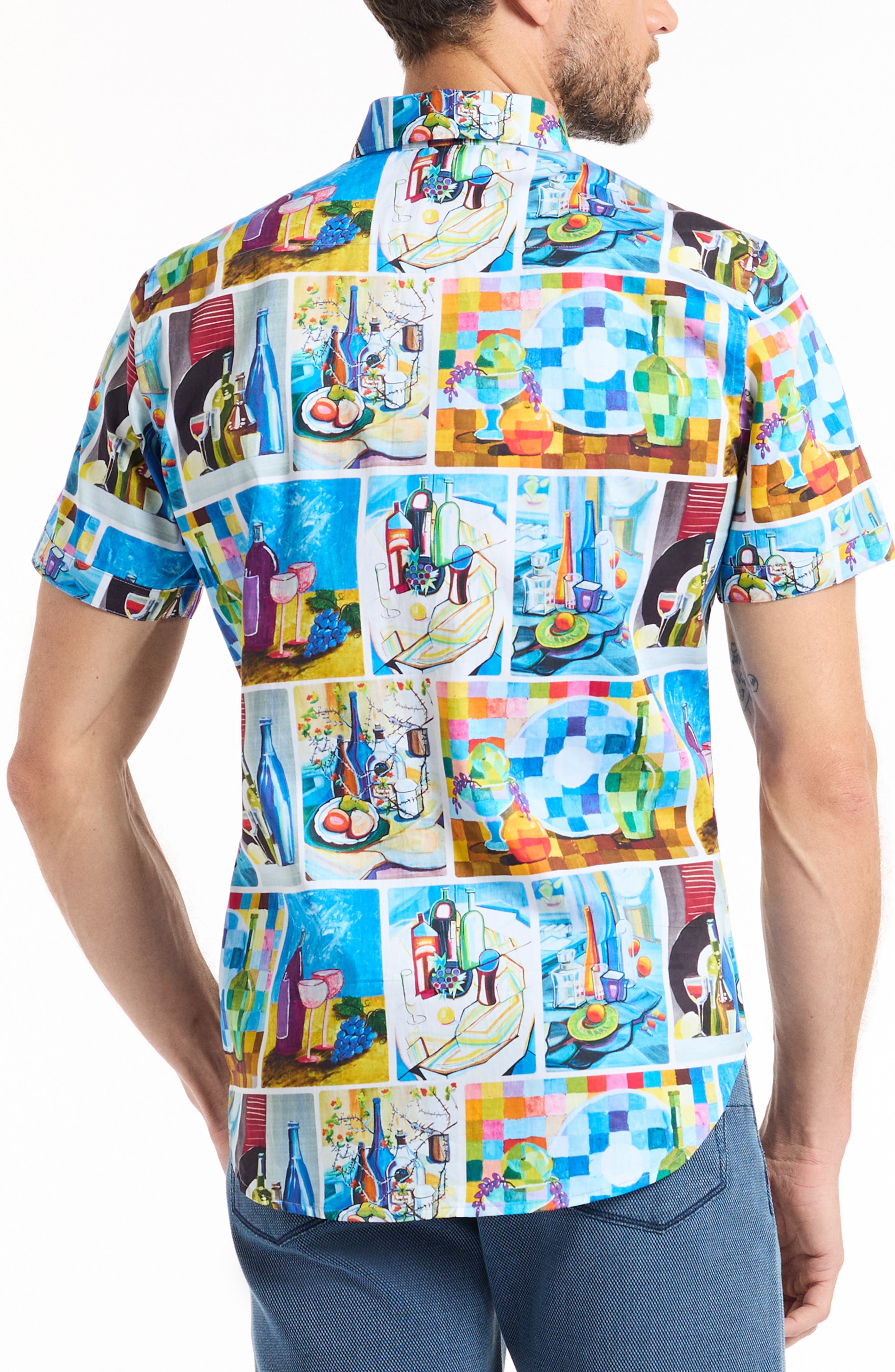 Wine & Dine Short Sleeve Cotton Button-Up Shirt - image 2