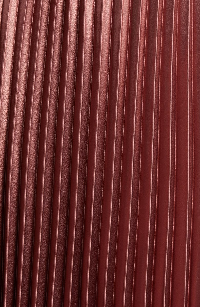 Anne Klein Pleated Metallic Satin Midi Skirt, Alternate, color, 