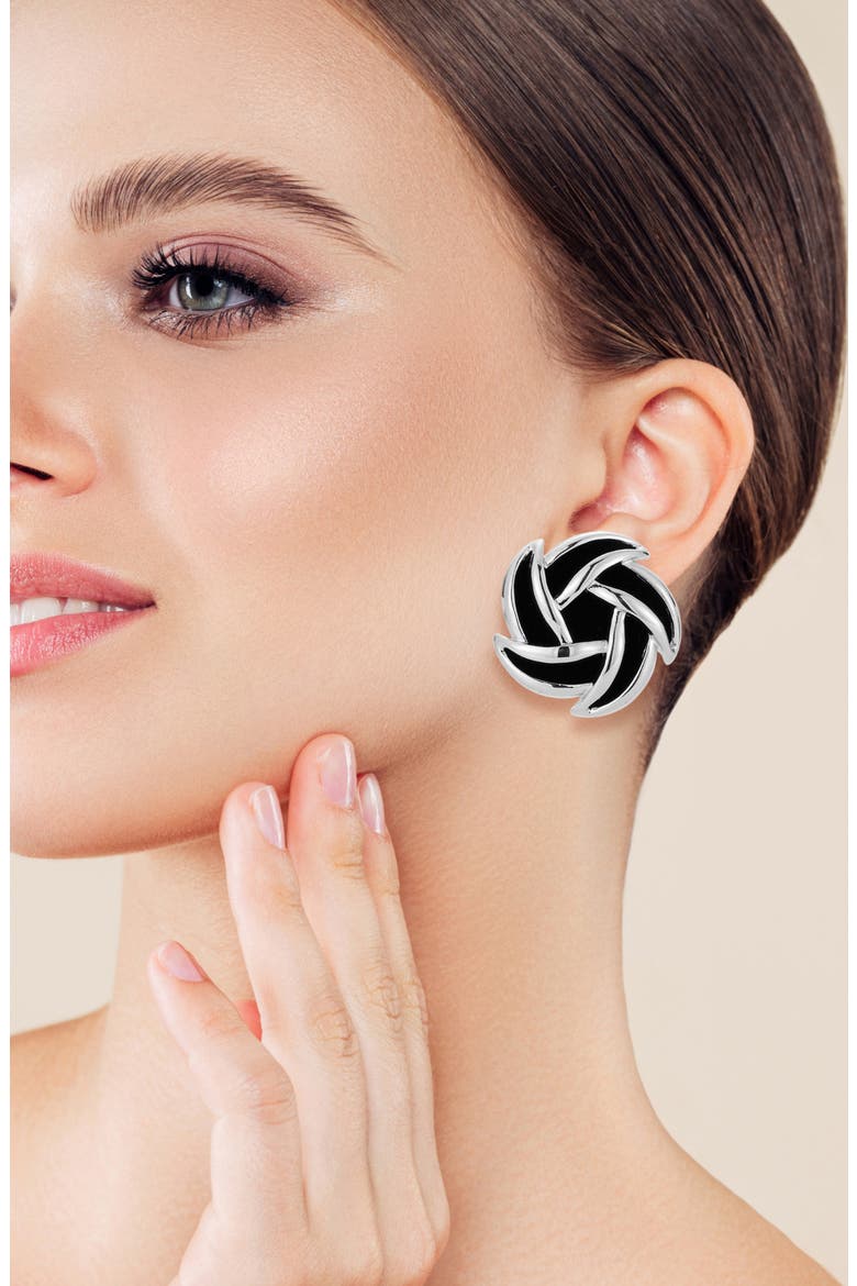 Statement Rose Stud Earrings, Alternate, color, SILVER
