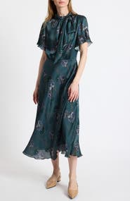 Santorelli Sabrina Short Sleeve Tie Neck Midi Dress