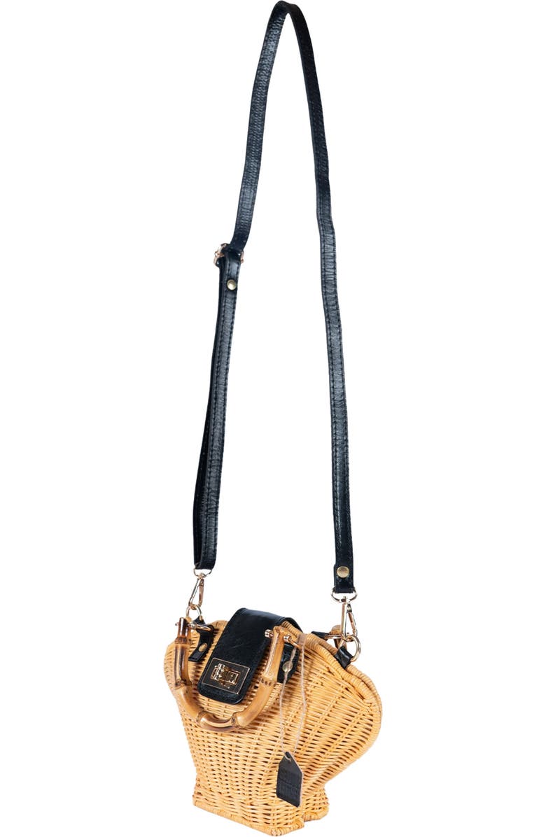 Jelavu Maree Handwoven Rattan Seashell Bag, Alternate, color, Black