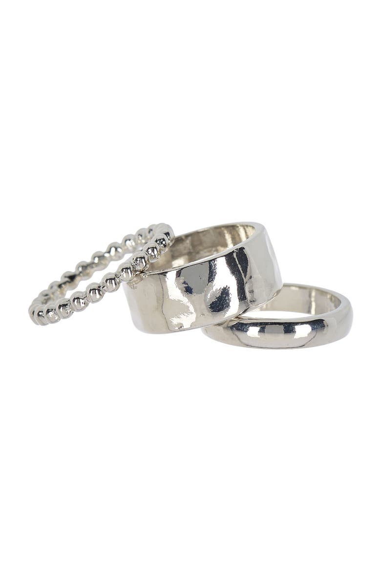 Hammered Band Ring Set, Main, color, RHODIUM
