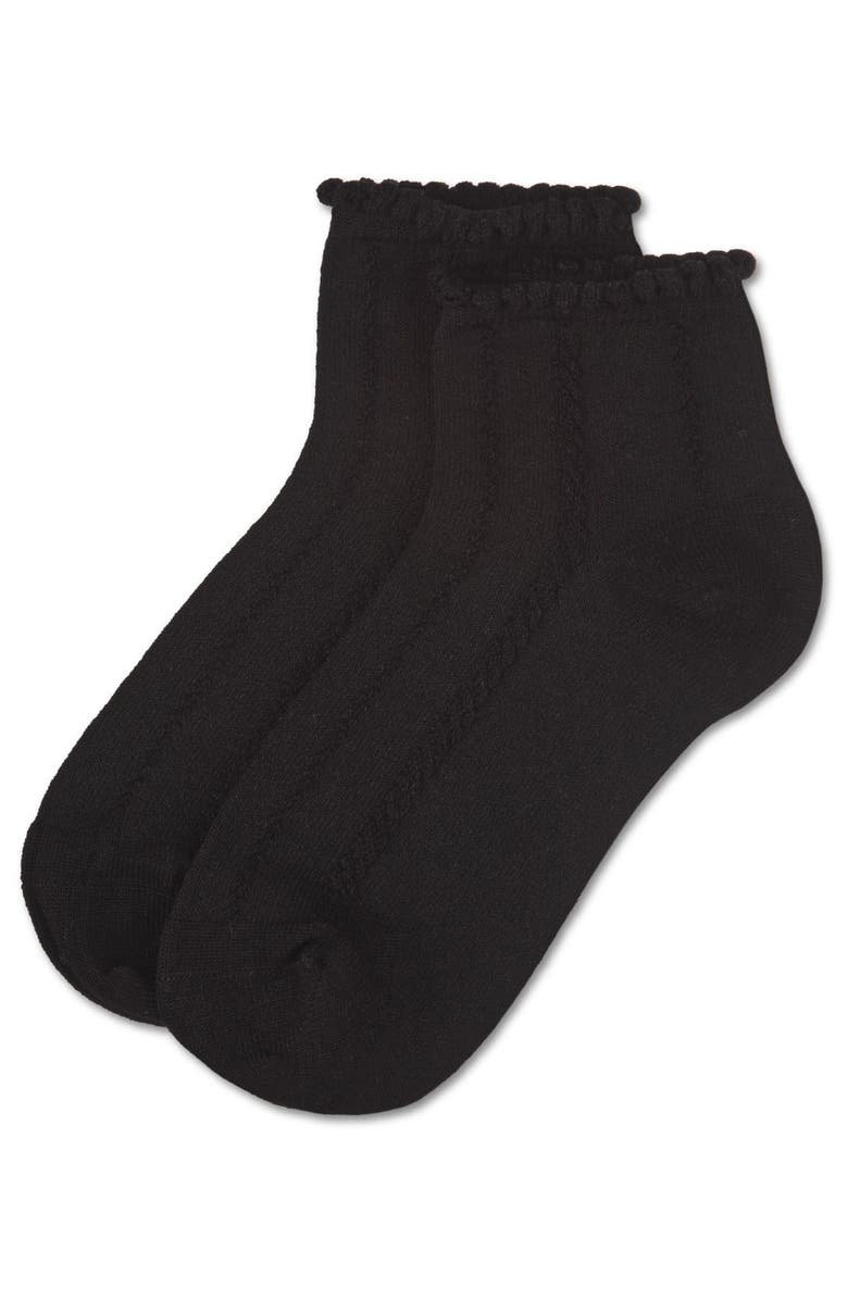 MeMoi Kid's Rope Stitch Anklet Socks, Alternate, color, Black
