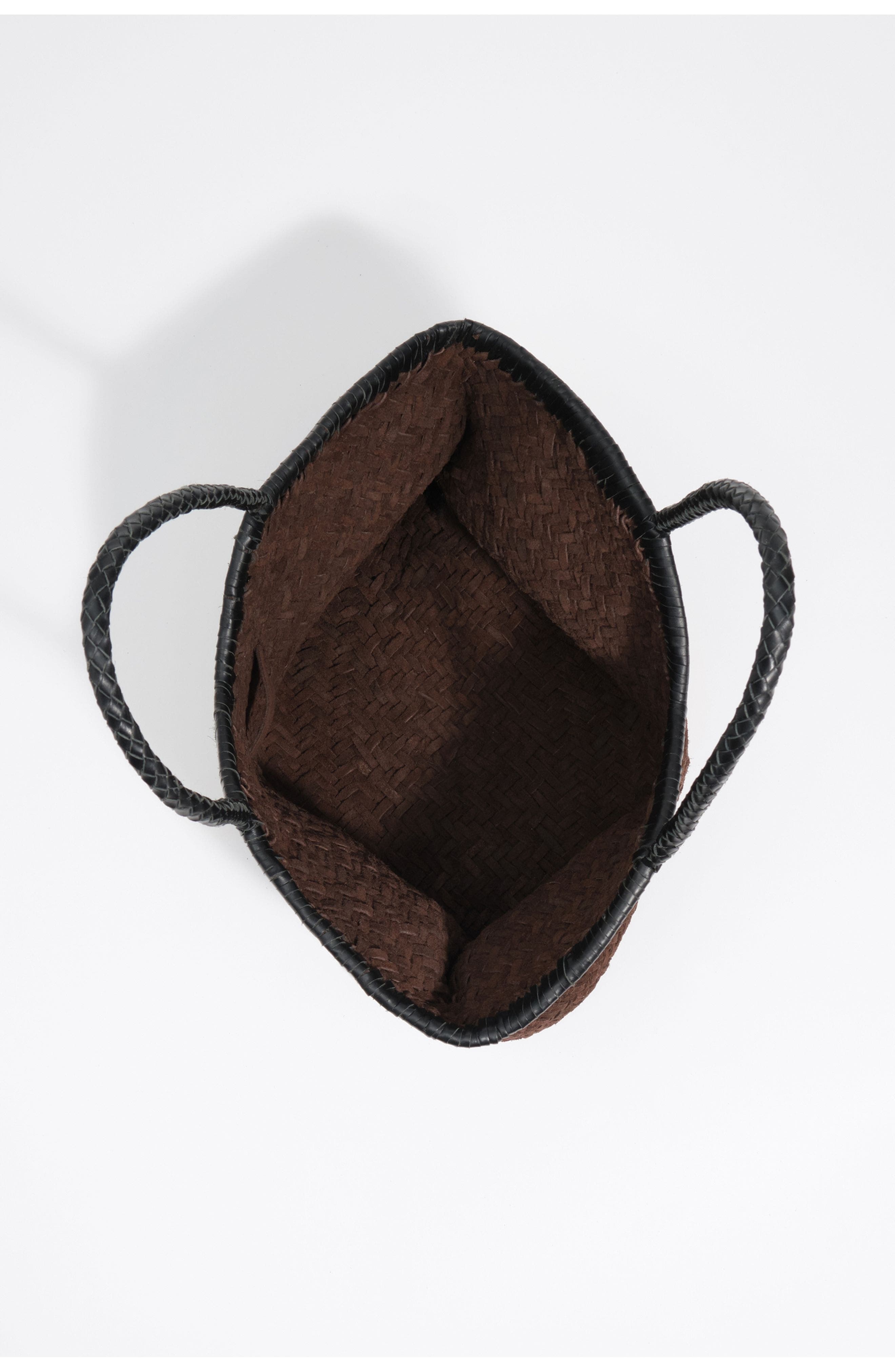 Large Braided Leather Shopper, Alternate, color, CHOCOLATE