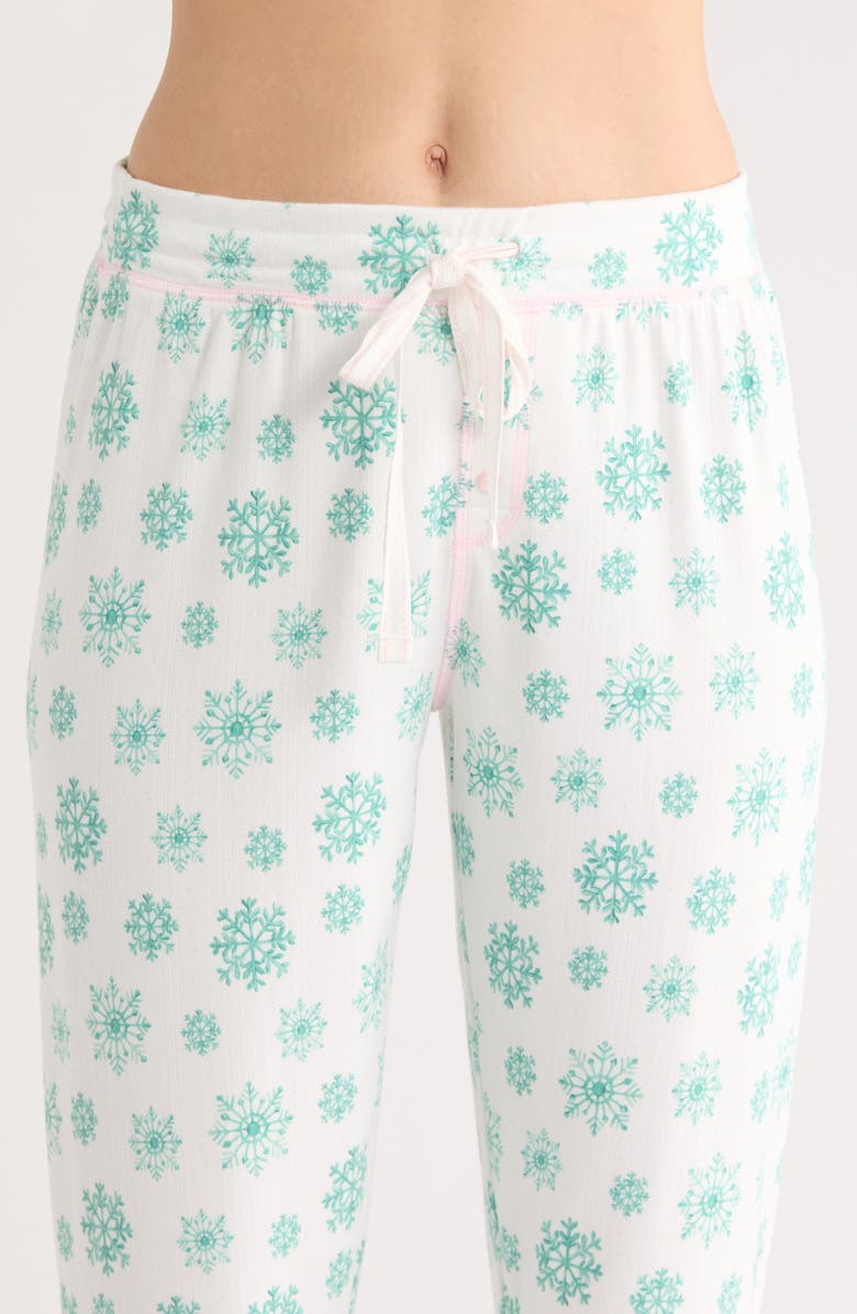 PJ Salvage Snowflake Wishes Brushed Pointelle Pajamas, Alternate, color, Ivory