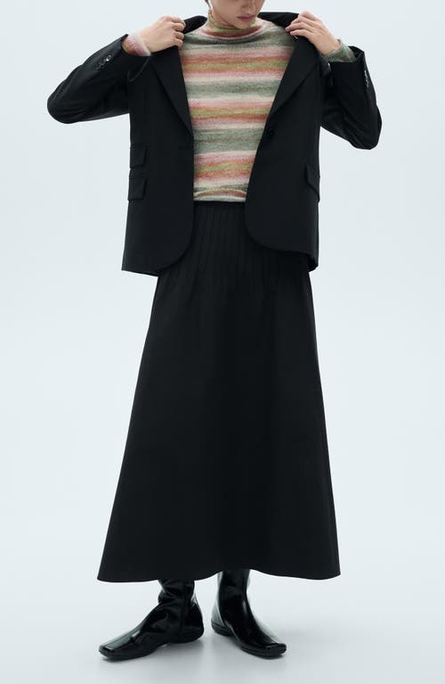 Mango Mock Neck Stripe Sweater In Pink