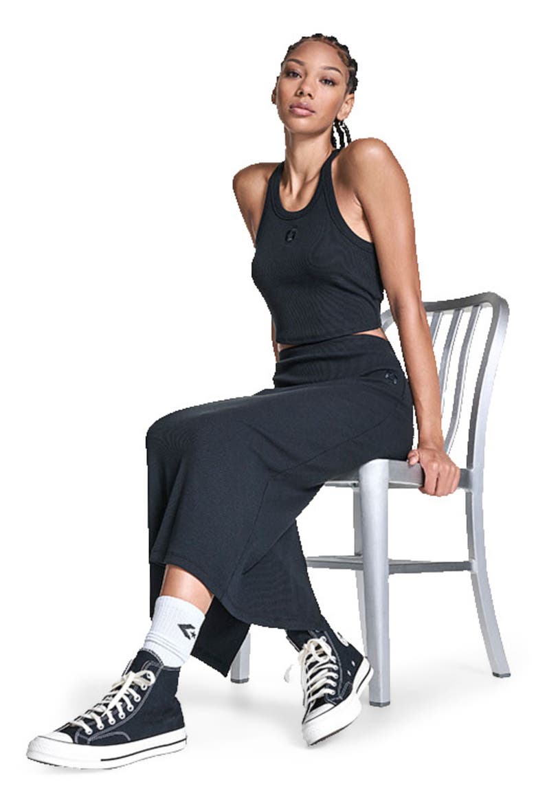 Box Star Midi Skirt, Alternate, color, CONVERSE BLACK