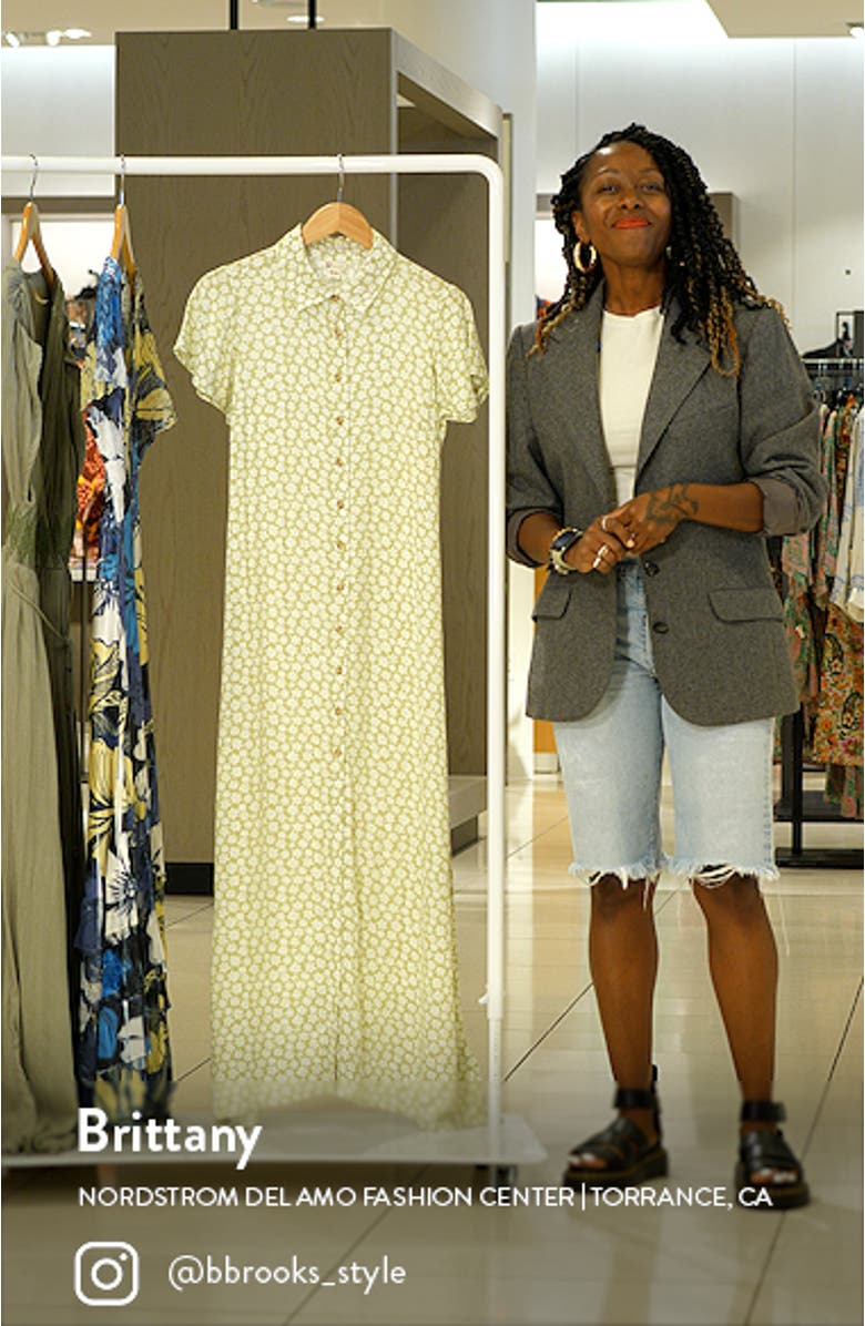 Garden Party Floral Print Flutter Sleeve Maxi Shirtdress, sales video thumbnail