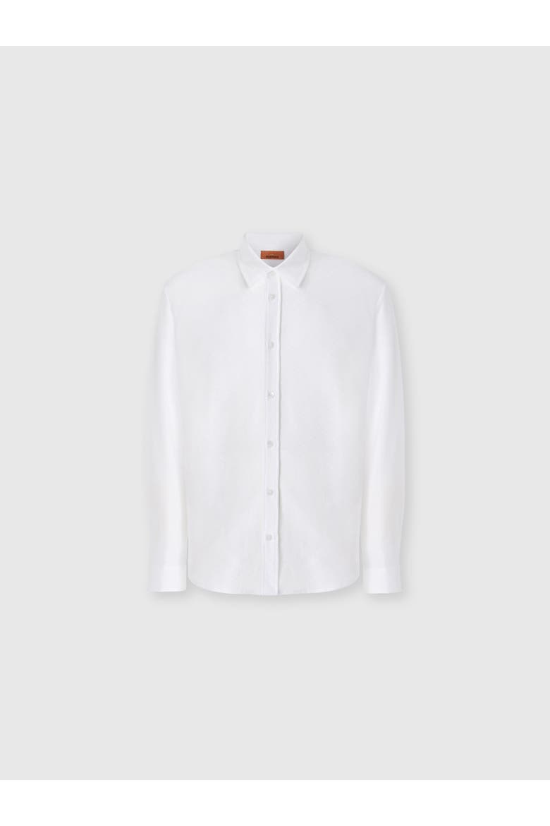 Cotton Jacquard Shirt With Tone-on-tone Zigzag Pattern, Main, color, White