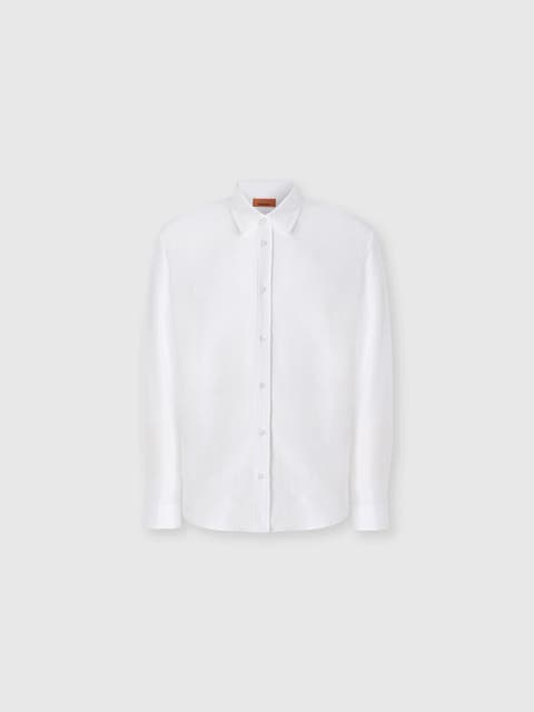Cotton Jacquard Shirt With Tone-on-tone Zigzag Pattern