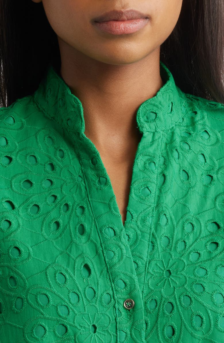 Anne Klein Eyelet Tiered Shirtdress, Alternate, color, 