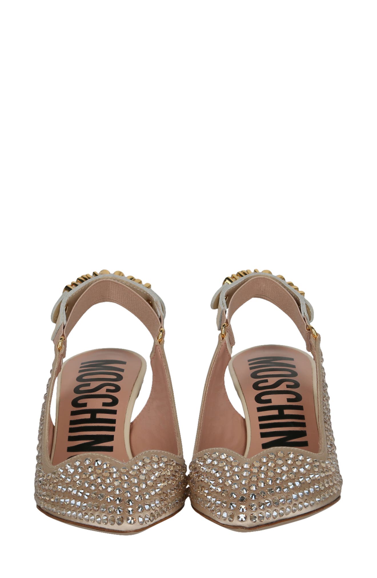 Moschino Crystal Embellished Slingback Pump, Alternate, color, Cream
