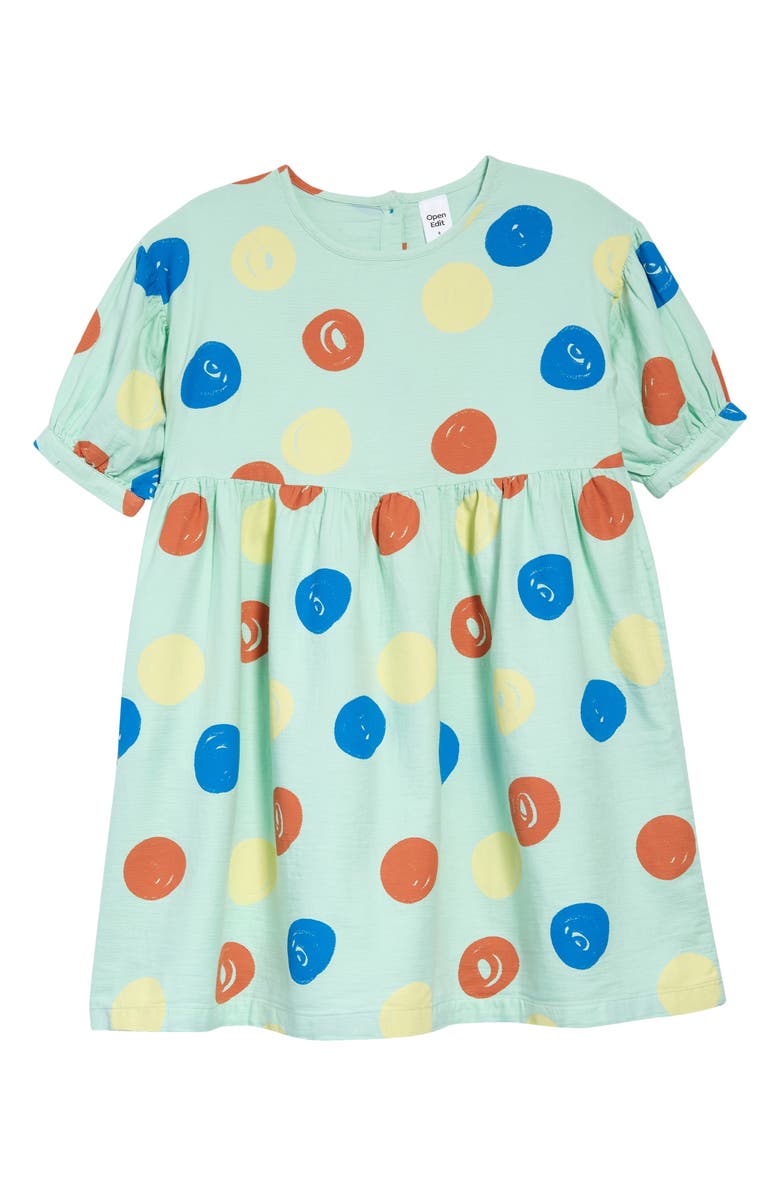 Open Edit Kids' Puff Sleeve Organic Cotton Dress, Main, color, 