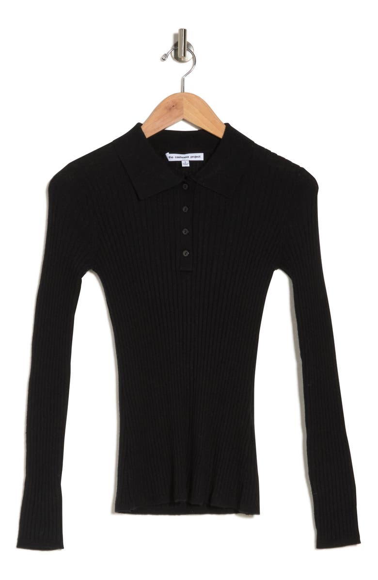 THE CASHMERE PROJECT Ribbed Cashmere Polo Sweater, Alternate, color, 