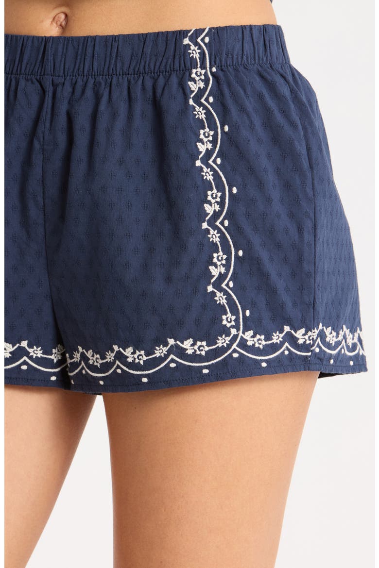 Embroidered Textured Cotton Shorts, Alternate, color, NAVY