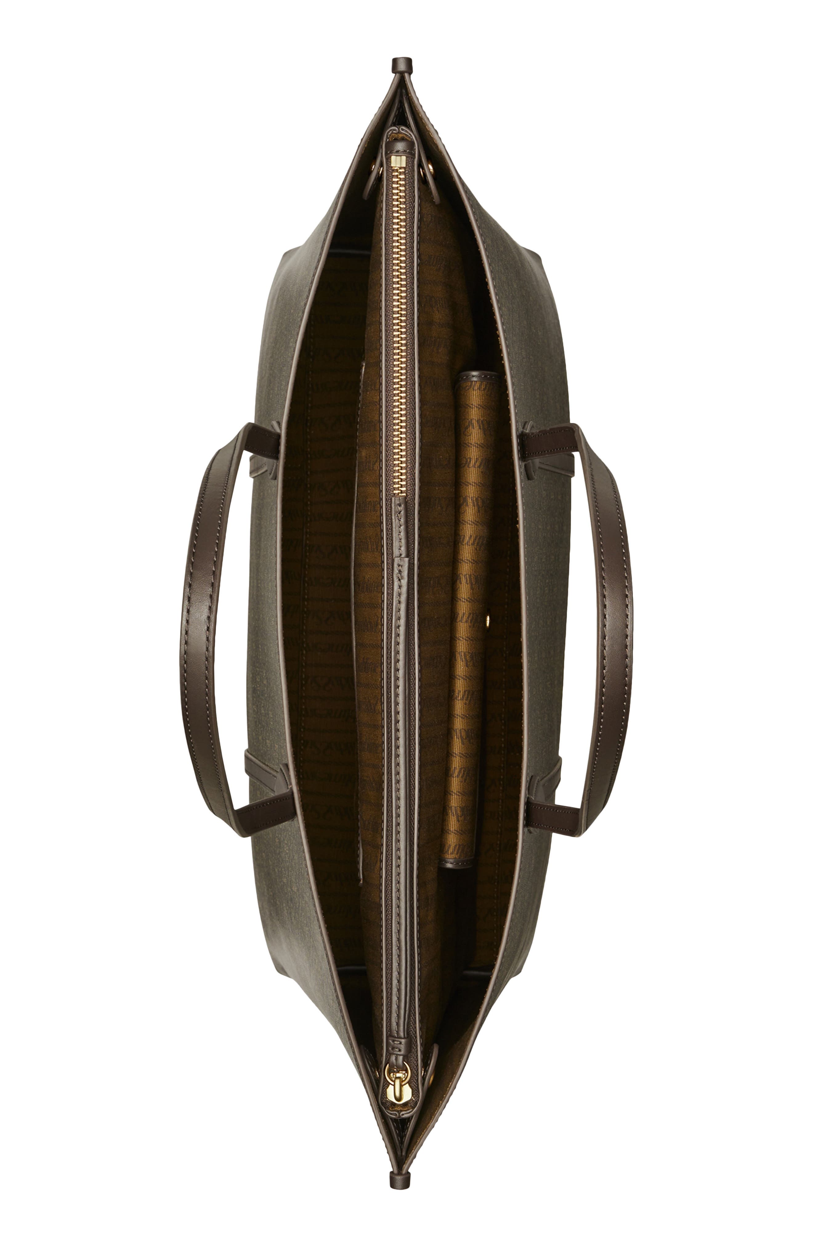 Tory Burch Perry Coated Canvas Tote, Alternate, color, French Press