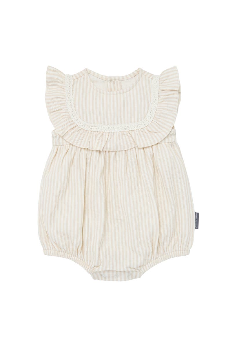 Modern Moments<sup>™</sup> by Gerber Ruffle Bubble Romper, Main, color, Light Taupe Stripe