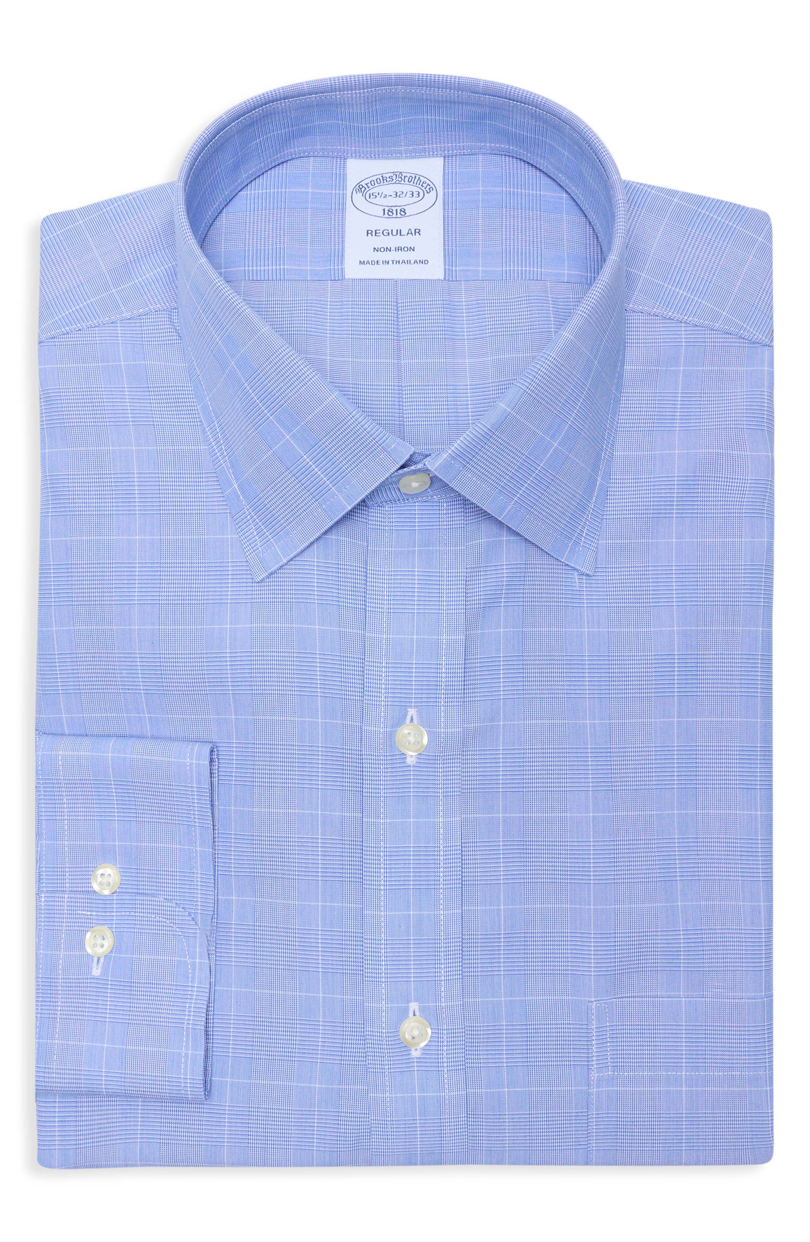 Brooks Brothers Regular Fit Plaid Non-Iron Cotton Dress Shirt