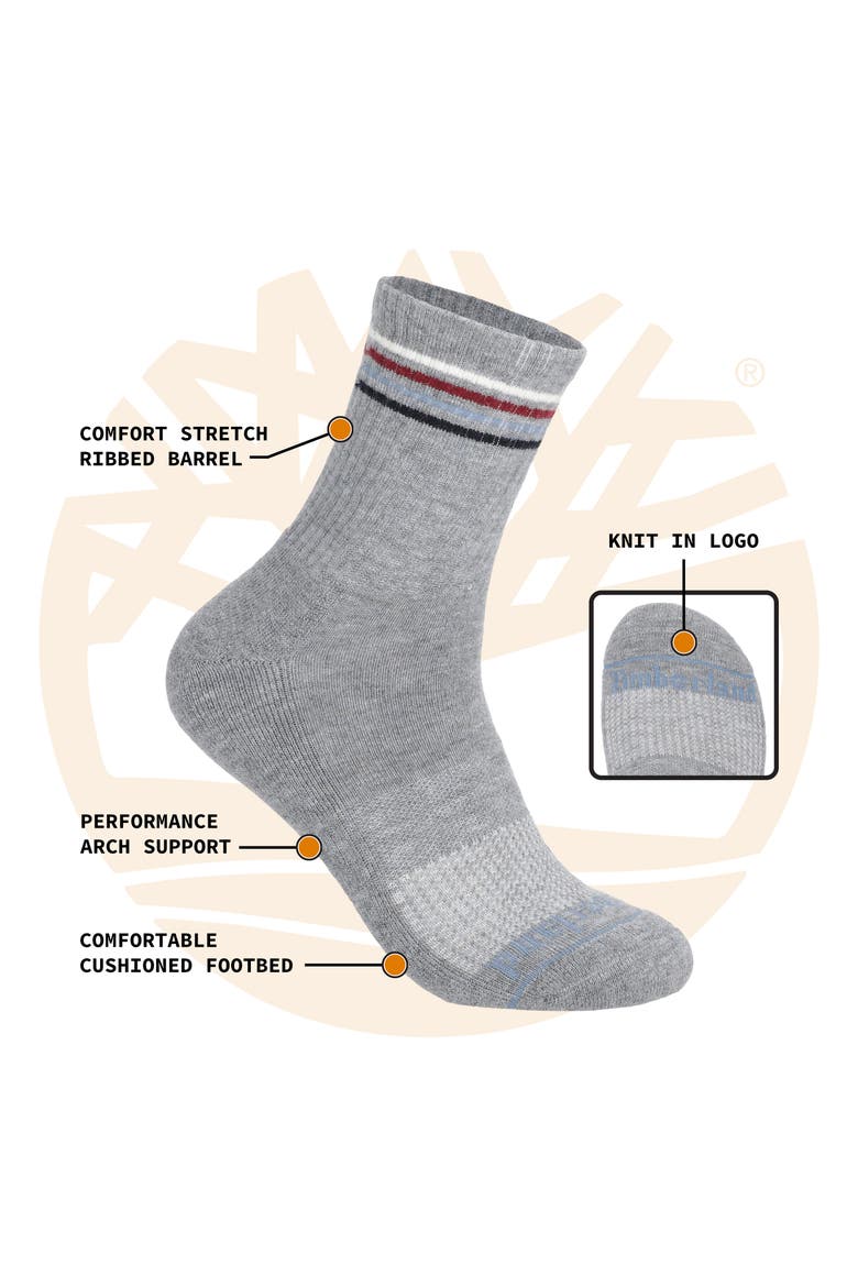 Timberland 3-Pack Stripe Wool Blend Hike Quarter Socks (Men ...