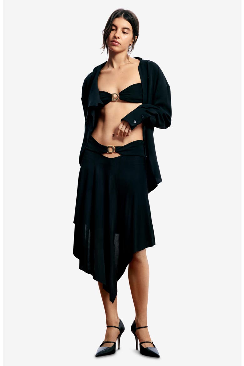 Asymmetric Skirt, Alternate, color, BLACK