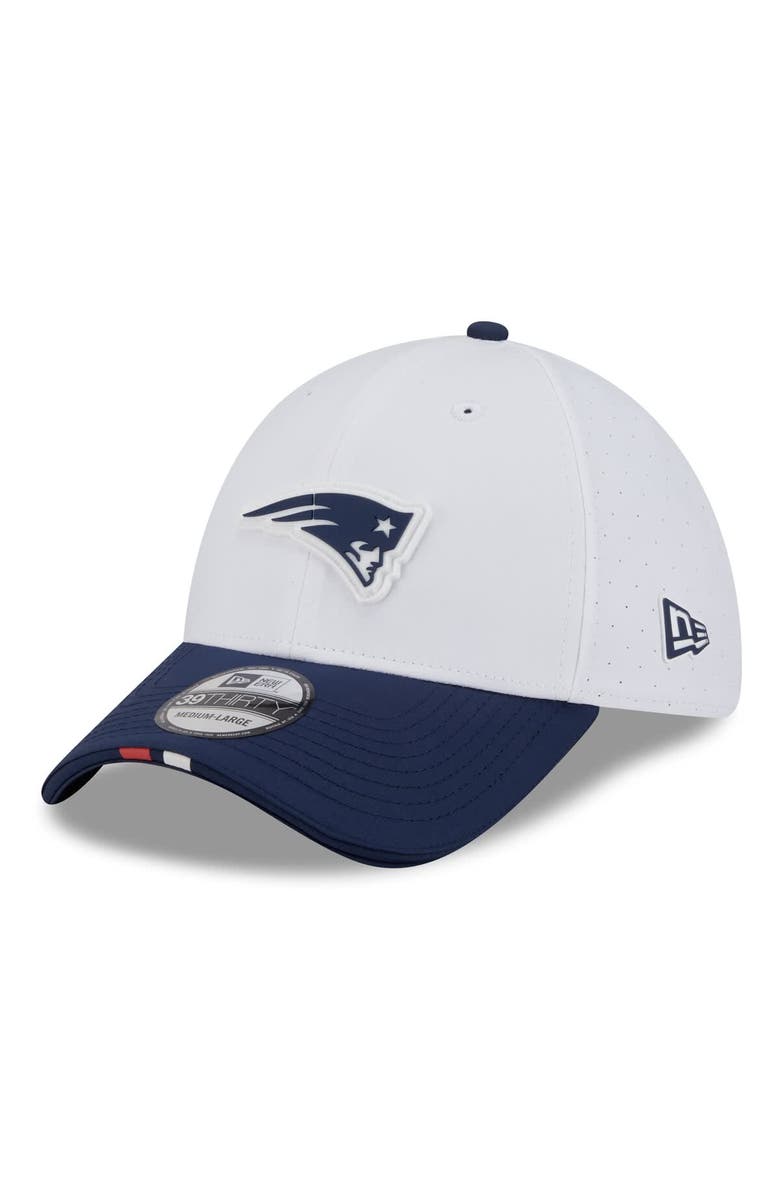 New Era Men's New Era White/Navy New England Patriots 2025 NFL Training Camp 39THIRTY Flex Hat, Main, color, White