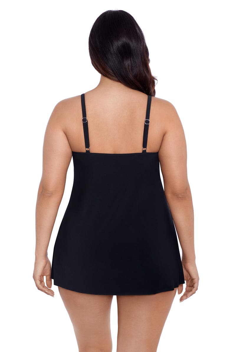 Trimshaper Emilia Asymmetrical Tiered Swimdress, Alternate, color, Black