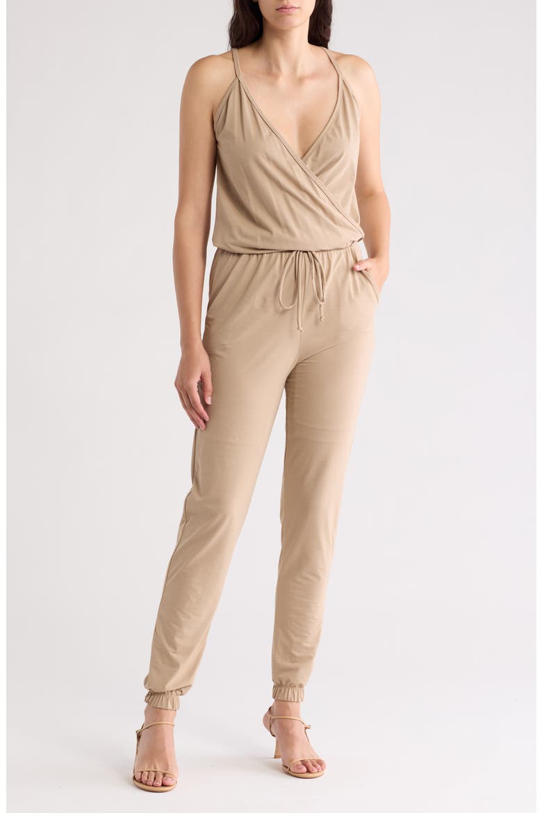 Sleeveless Drawstring Jumpsuit, Main, color, MOCHA