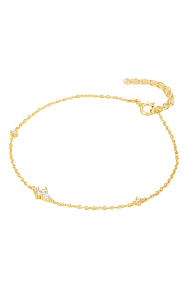 Hollywood Sensation Lunar Bliss Dainty Cable Chain Bracelet with Marquise, Pear, and Round Cut Cubic Zirconia Accents, Alternate, color, Gold