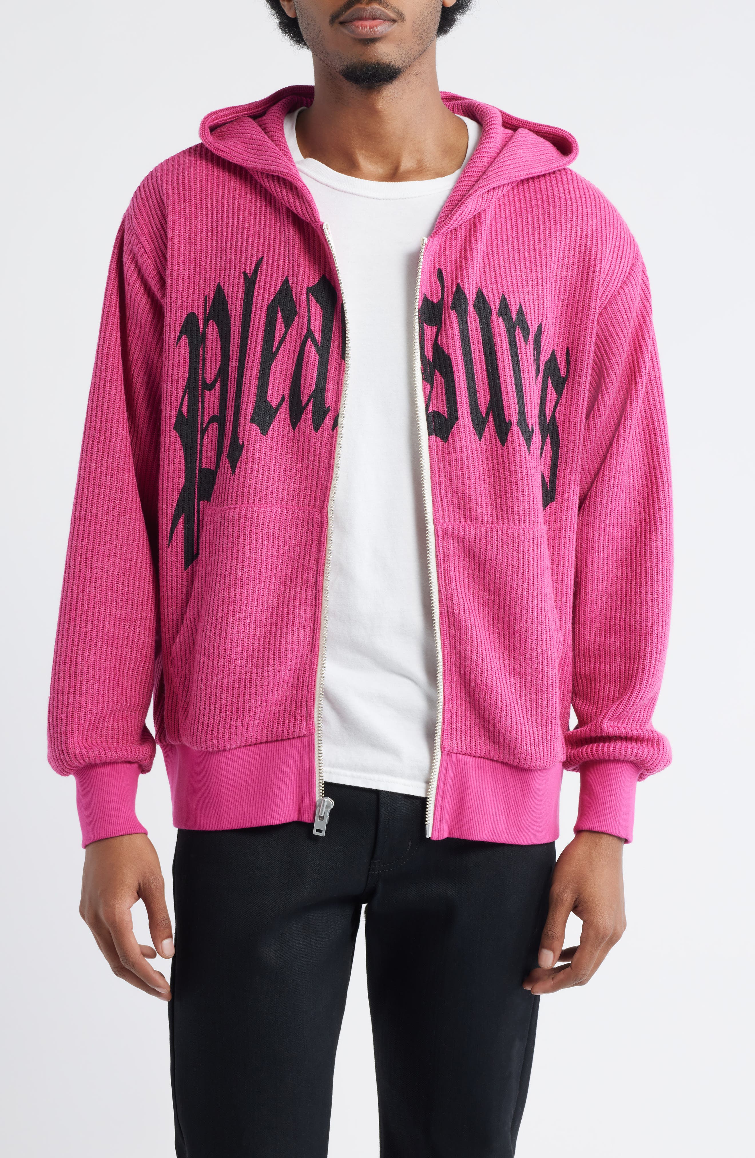 PLEASURES Twitch Graphic Waffle Knit Zip Hoodie | Nordstrom