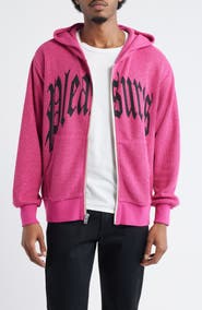 PLEASURES Twitch Graphic Waffle Knit Zip Hoodie