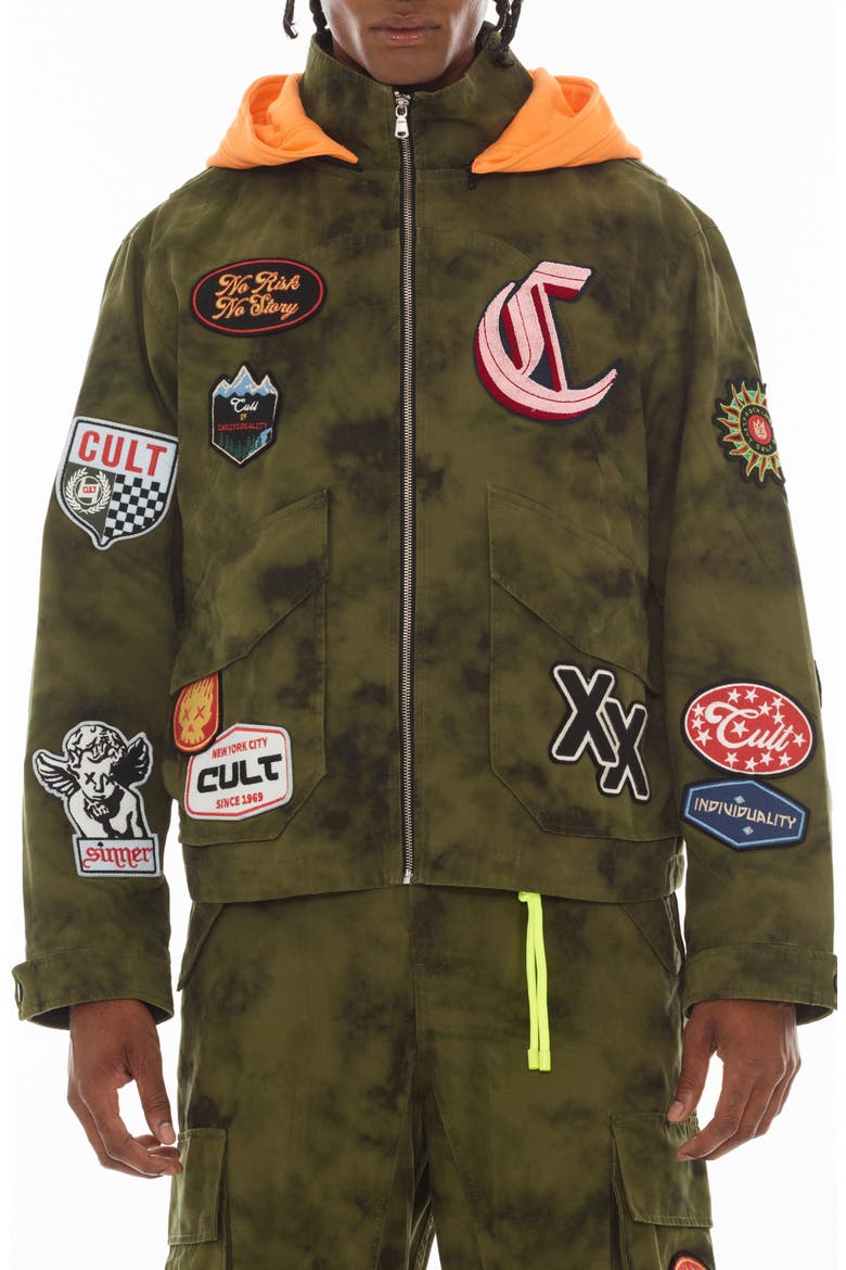 Y2K Patches Cotton Jacket, Main, color, CAMO