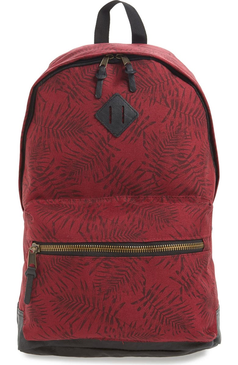 Topman Leaf Print Backpack, Main, color,