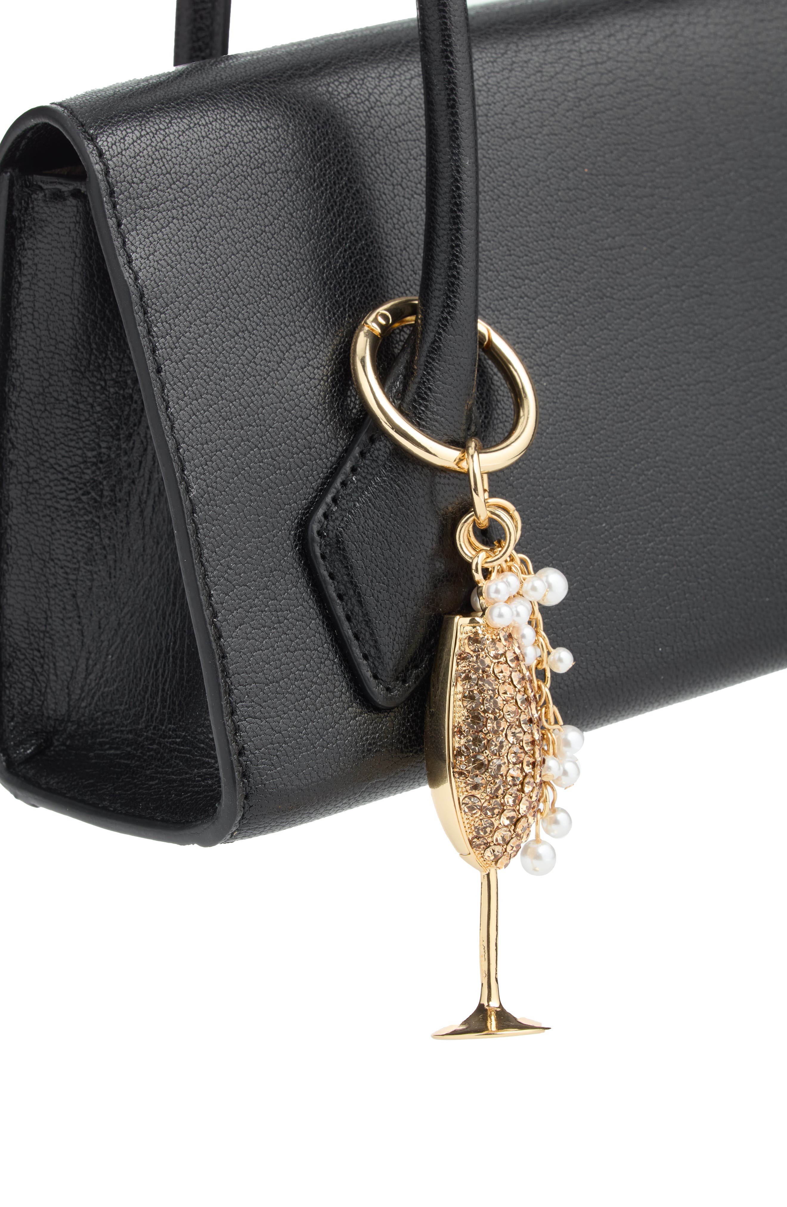 Champagne Glass Bag Charm, Alternate, color, WHITE MULTI- GOLD