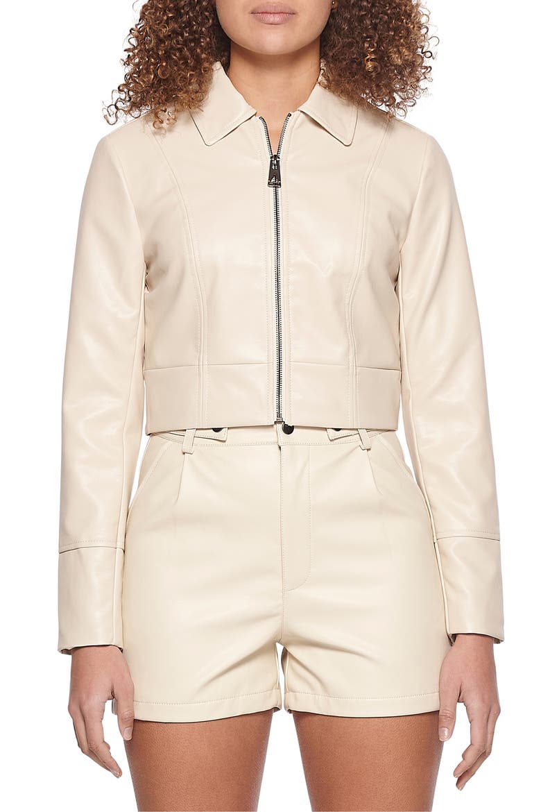 Faux Leather Jacket, Main, color, CREAM