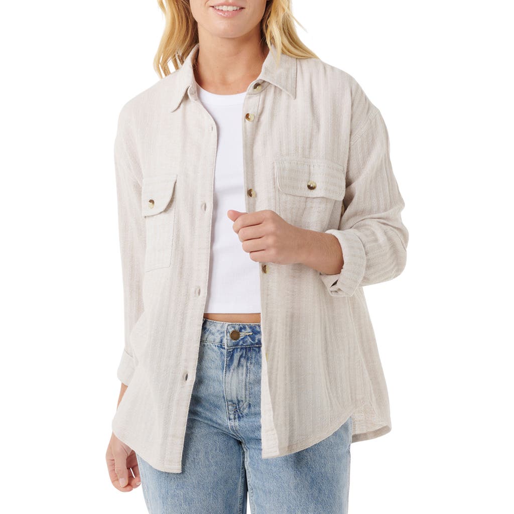 Rip Curl High Tide Fleece Button-up Shacket In Gray
