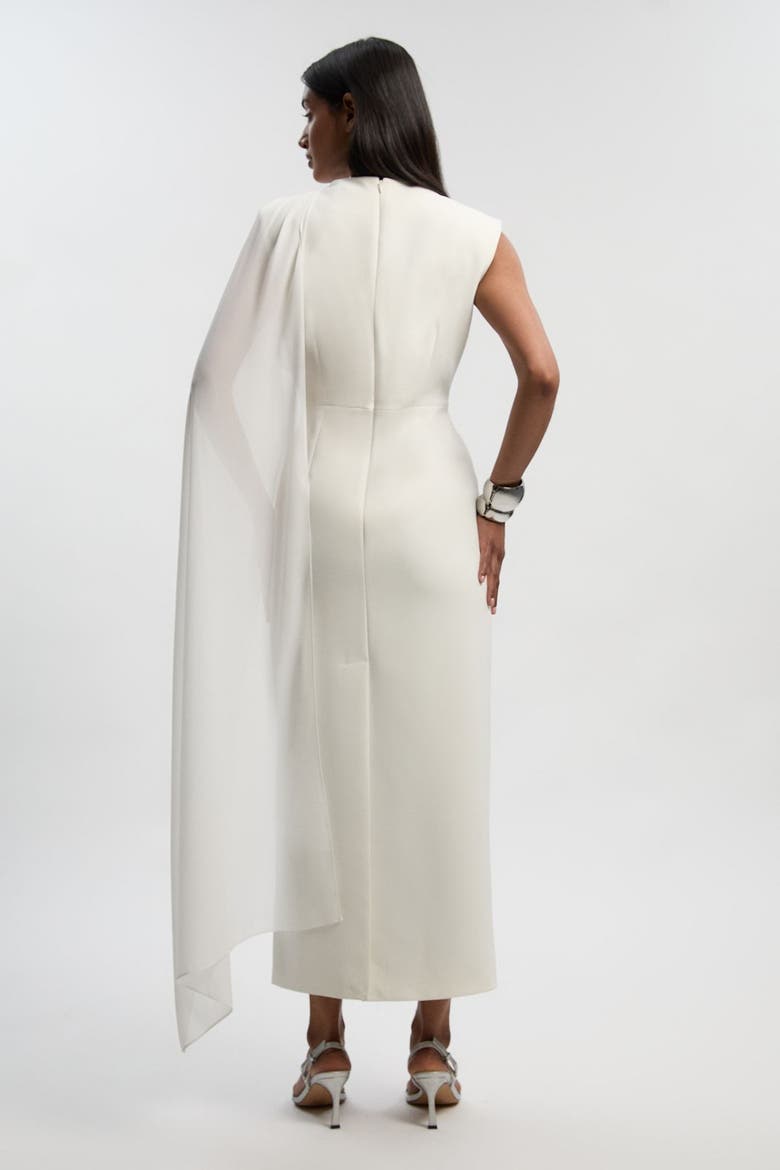 Tailored Cape Drape Maxi Dress, Alternate, color, Ivory
