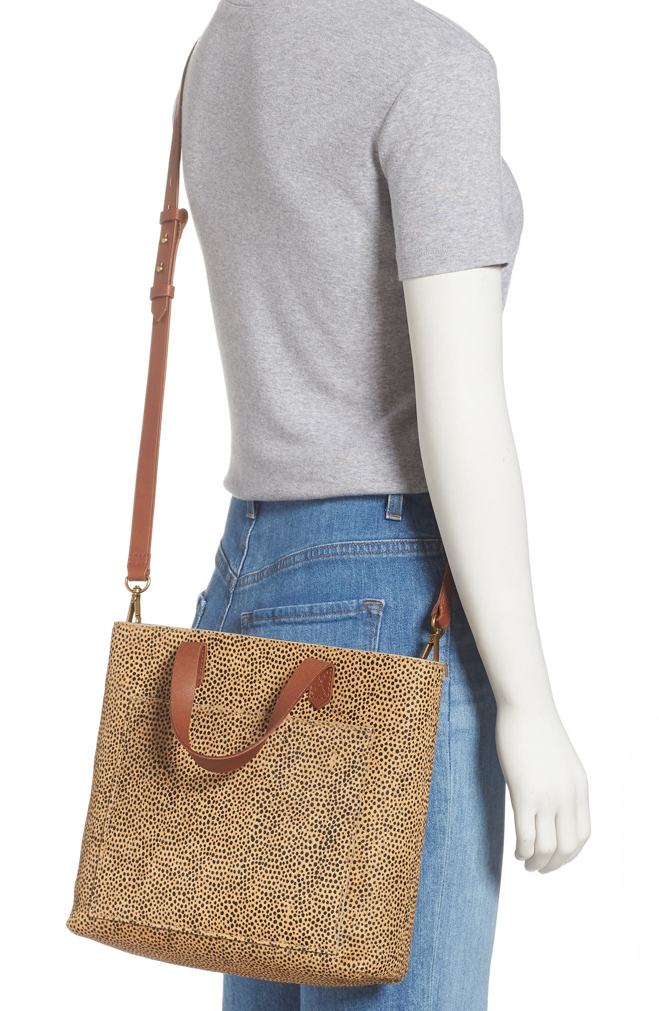 The Zip Top Small Spotted Calf Hair Transport Crossbody Bag, Alternate, color, AUTUMN GOLD MULTI