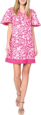 GIBSONLOOK Lace Trim Floral Cabana Dress