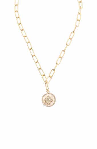 Cubic Zirconia & Mother-of-Pearl Quatrefoil Pendant Necklace