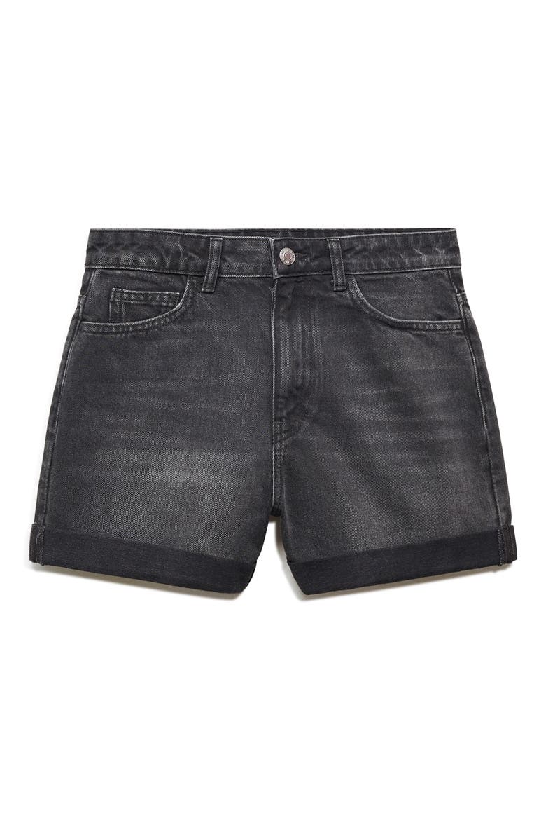 High Waist Mom Fit Denim Shorts, Alternate, color, BLACK DENIM