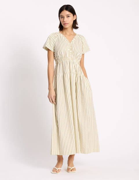 Stripe V-Neck Maxi Dress