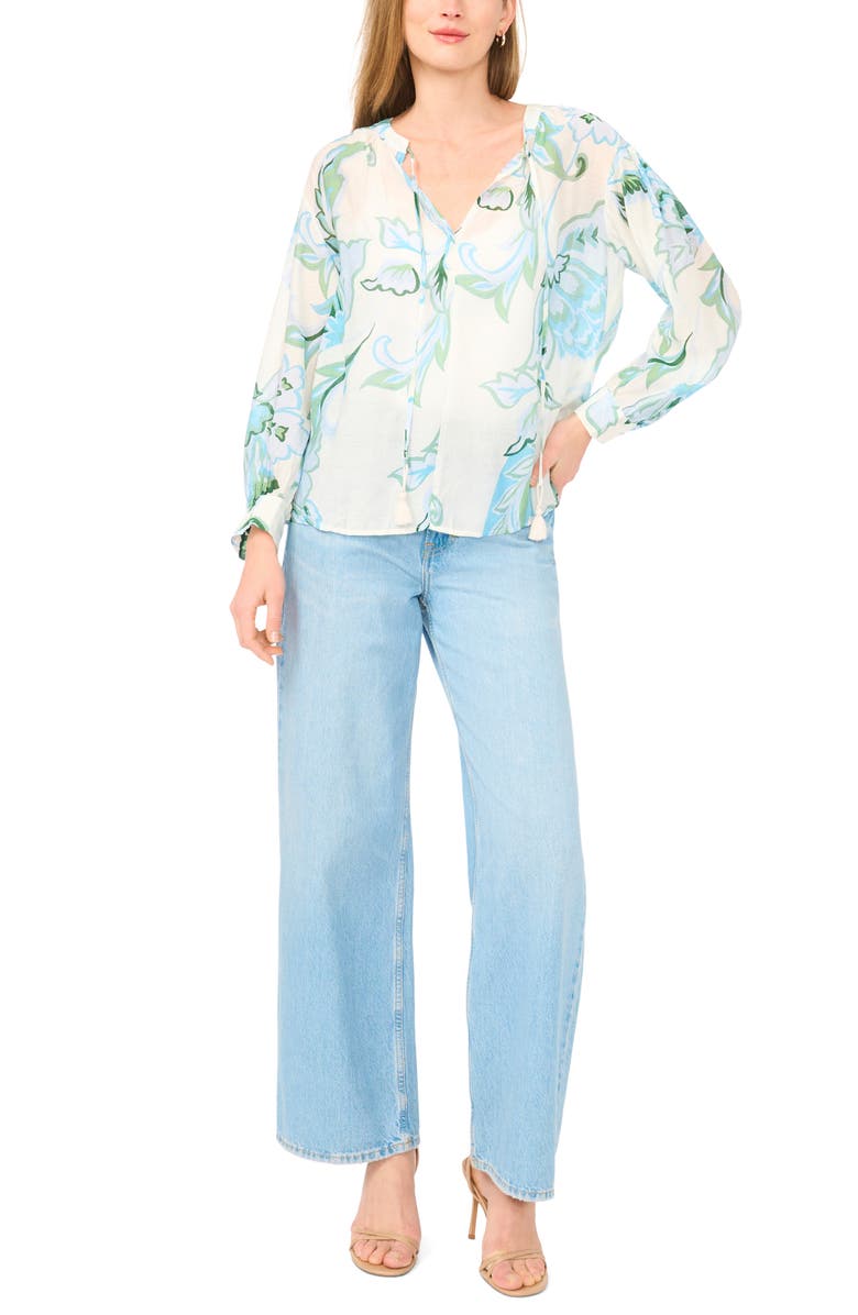 Vince Camuto Oversize Tie Front Top, Alternate, color, Serenity