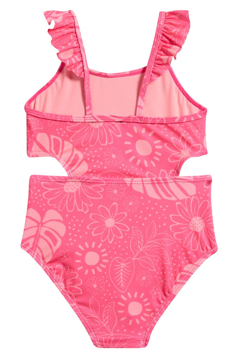 Kids' Flutter Strap Swimsuit, Alternate, color, PINK