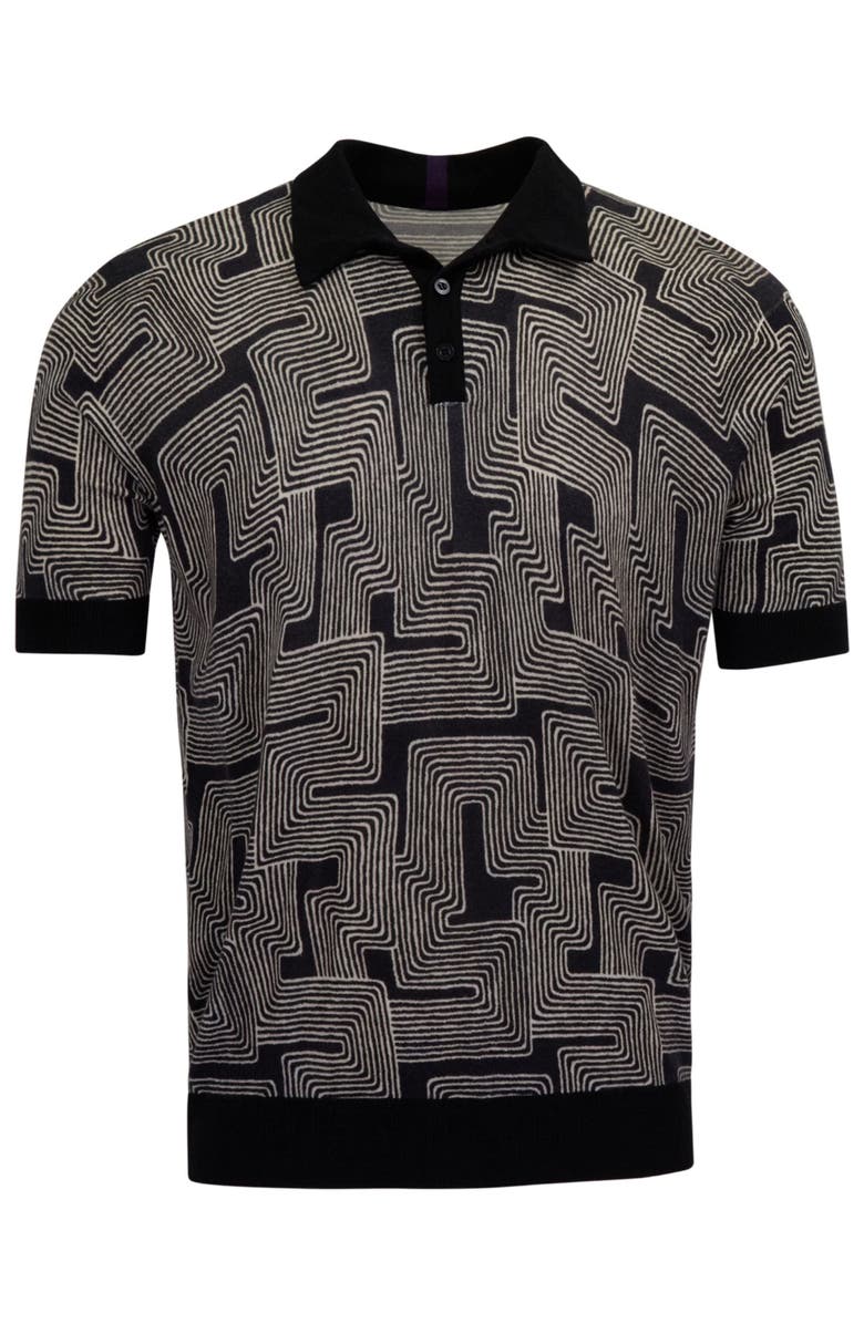 Lords of Harlech Inter Twine Mens Merino Silk Cashmere Polo, Main, color, Inter Twine Black