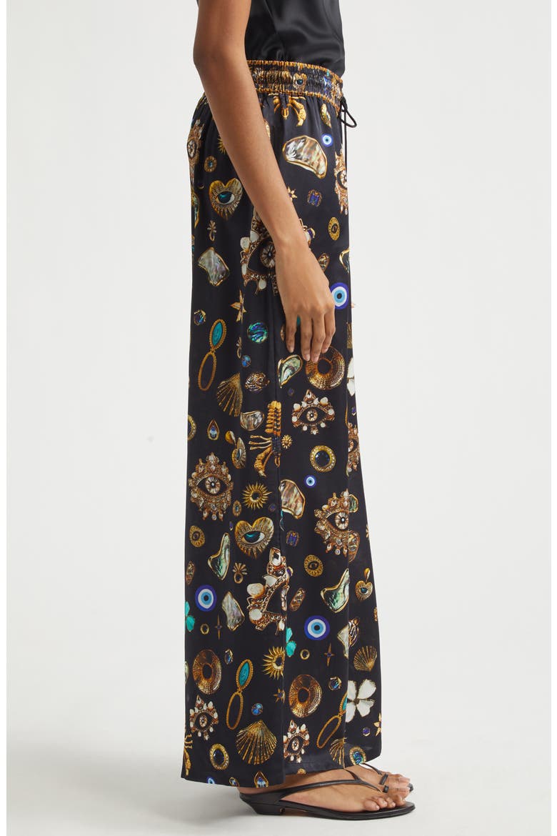 Amulets & Alchemy Print Wide Leg Silk Satin Pants, Alternate, color, AMULETS AND ALCHEMY