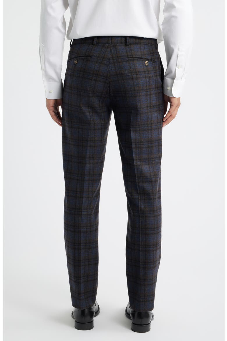 Multicolor Plaid Wool Blend Dress Pants, Alternate, color, BROWN