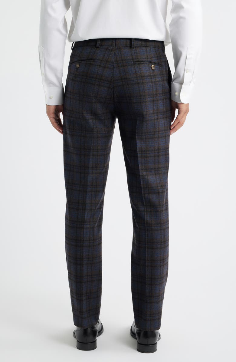 Berle Multicolor Plaid Wool Blend Dress Pants, Alternate, color, Brown