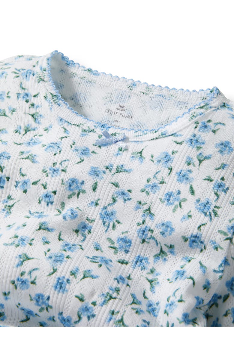 Petite Plume Kids' Pima Cotton Pointelle Fitted Two-Piece Pajamas, Alternate, color, Blue